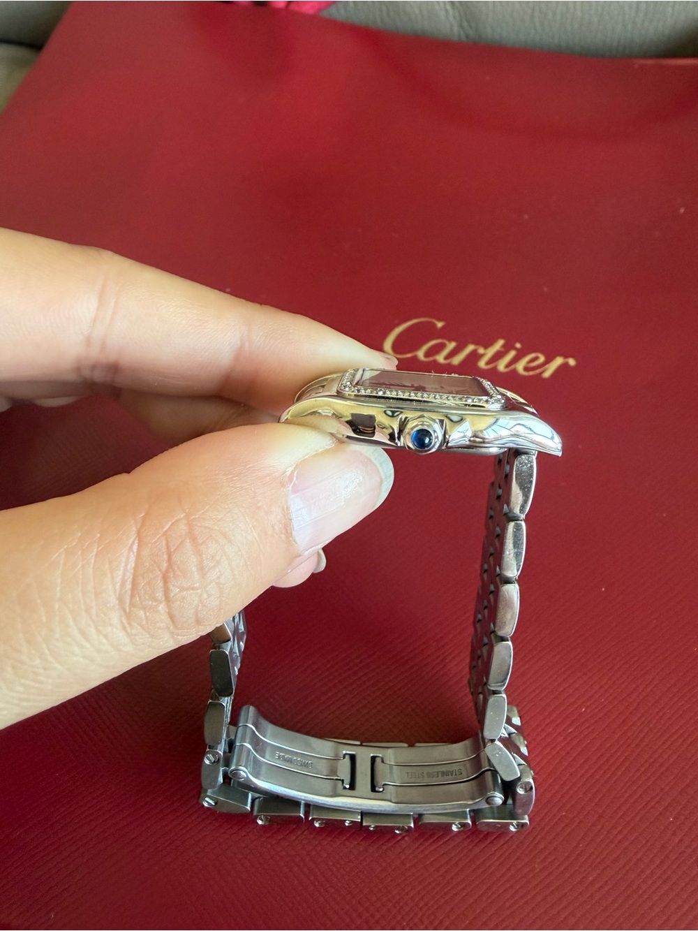 Cartier Panthère de Cartier Quartz Watch Stainless Steel with Diamond Bezel 22 - Picture 5 of 9